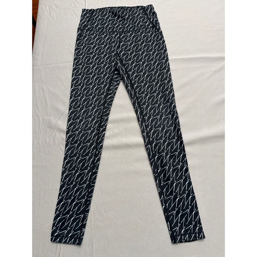 Zella Womens Live In High Waist Mesh Leggings Black White Geometric Print M